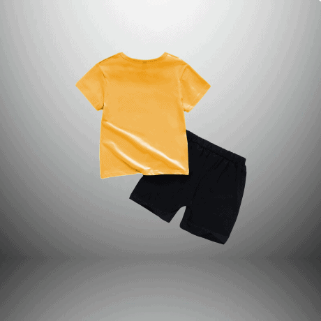 Boys Cute Print Yellowish orange T-shirt and Shorts Set – RKFCW352